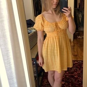 Yellow gingham baby doll dress